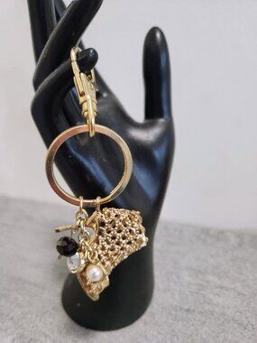 Faux Gold  Ankle Boot Purse Charm Decorative Hand Bag Jewelry